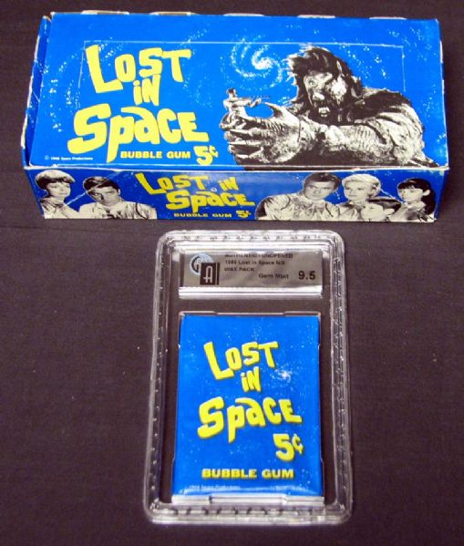 1966 Topps Lost In Space Display Box and GAI 9.5 GEM MINT Wax Pack