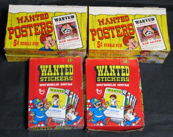 1975 Topps Wanted Stickers and Wanted Posters Group of 6 Full Wax Boxes