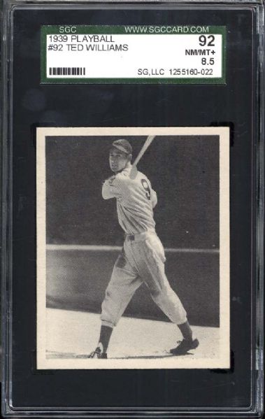 1939 Play Ball #92 Ted Williams SGC 92 NM/MT+ 8.5