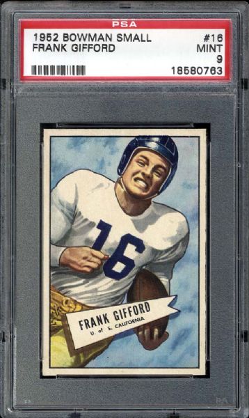 1952 Bowman Small #16 Frank Gifford PSA 9 MINT