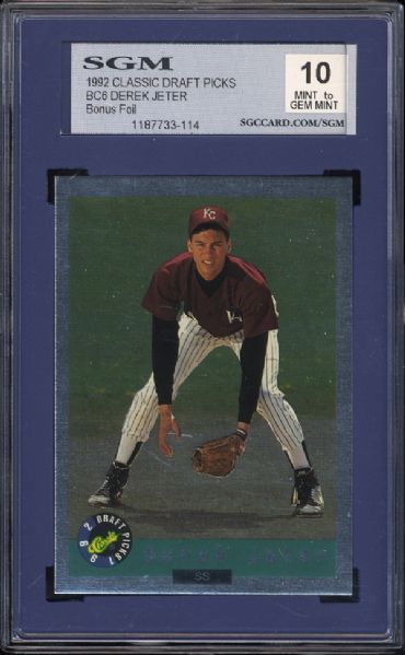 1992 Classic Draft Picks BC6 Derek Jeter Bonus Foil SGC/SGM 10