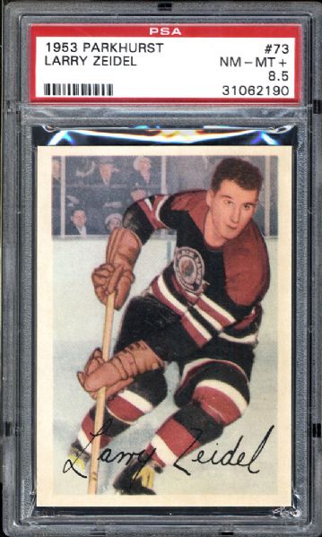 1953 Parkhurst #73 Larry Zeidel PSA 8.5 NM/MT+