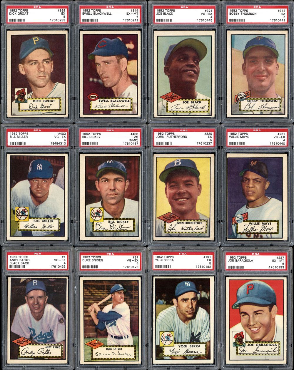 Lot Detail - 1952 Topps Baseball Starter Set of 220 PSA Graded Cards