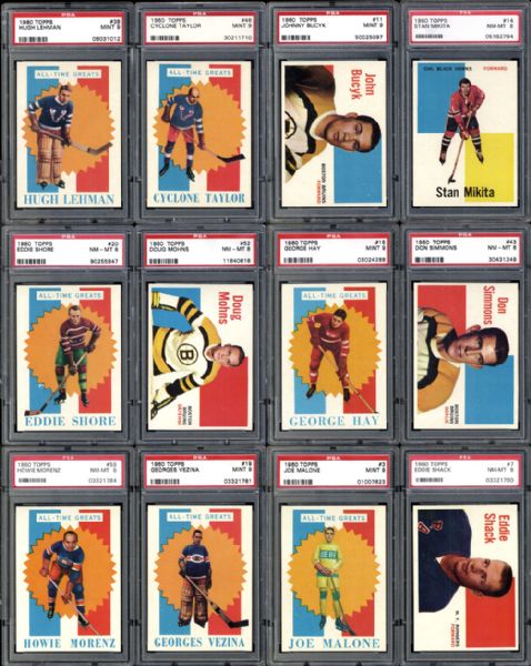 1960 Topps Hockey Near Complete Set (63/66) All PSA Graded #7 PSA Current Finest