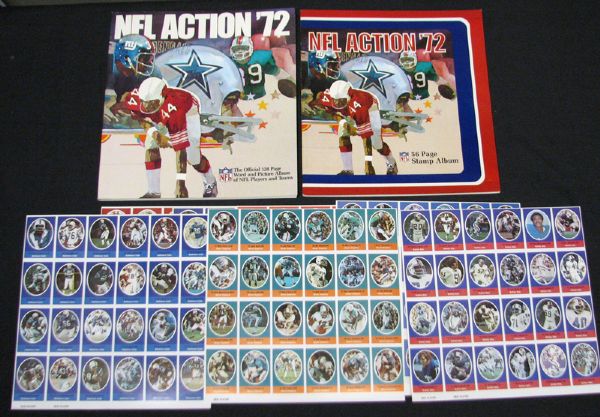 1972 Sunoco Stamps Group of (24) Different Team Sheets with Two Album Books