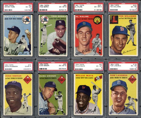 1954 Topps Hall of Fame Group of 8 PSA 6 Graded Cards