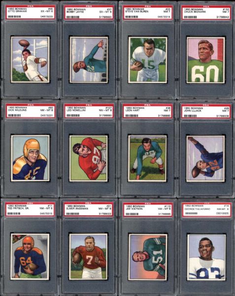 1950 Bowman Football Group of 77 Cards All PSA Graded