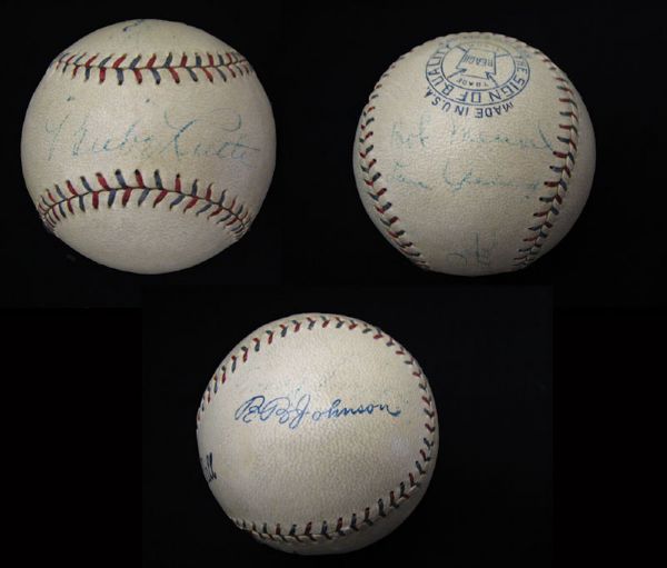Lot Detail - 1927 World Champion Murderers Row New York Yankees Team Signed  Baseball With 17 Signatures Including Ruth and Gehrig - Very Rare!