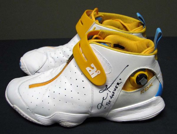 2007 Allen Iverson Denver Nuggets Game-Used and Signed Shoes LOA JSA