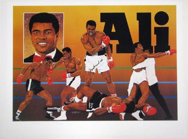 Lot Detail - Muhammad Ali Signed Lithograph by Artist Vernon Wells ...