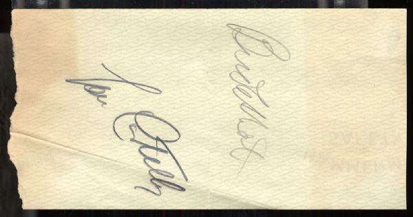 Bud Abbott/Lou Costello Autographed Cut JSA Authenticated