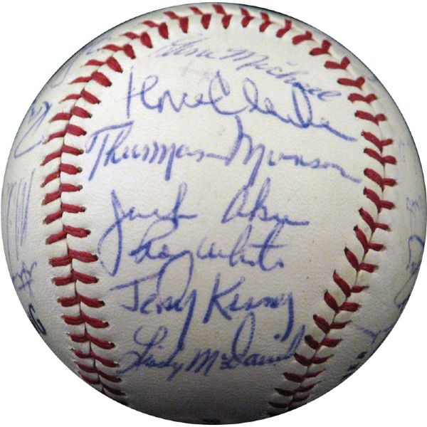 Exceptional 1970 New York Yankees Team-Signed Ball with (23) Signatures Including A Pristine Rookie Year Thurman Munson Signature LOA JSA