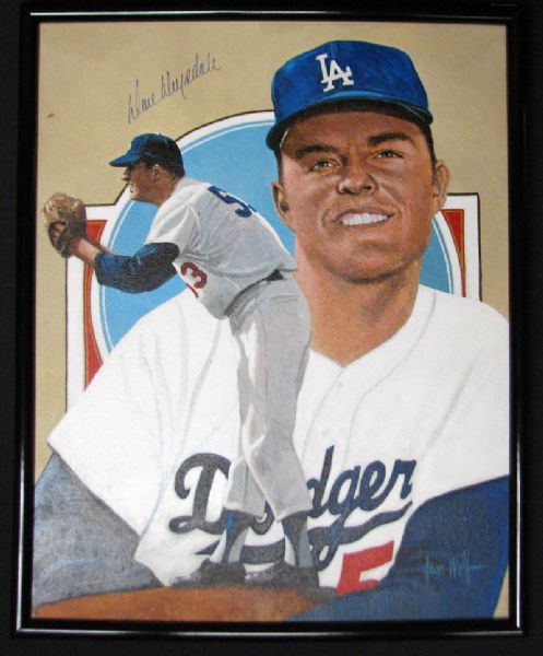 Don Drysdale Signed Leon Wolf 16x20 Original Oil Painting