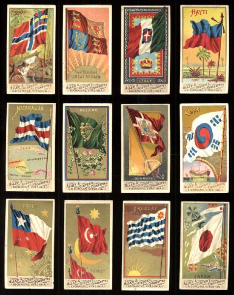 1887 Allen & Ginter N9 "Flags for all Nations" Near Complete Set (47/48) Plus Scarce Corea Card