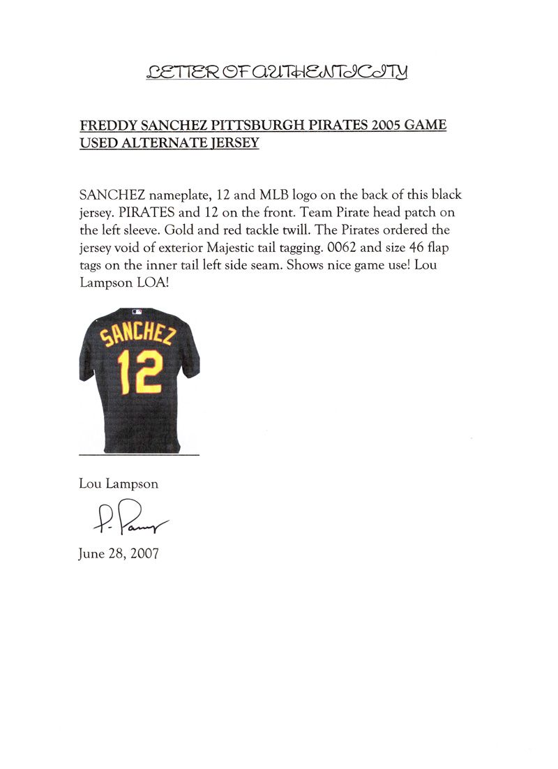 Pittsburgh Pirates Freddy Sanchez Authentic Majestic Nederland