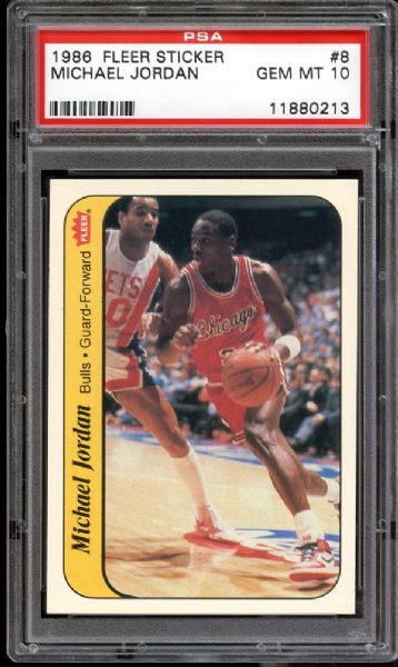 1986 Fleer Stickers #8 Michael Jordan PSA 10 GEM MINT