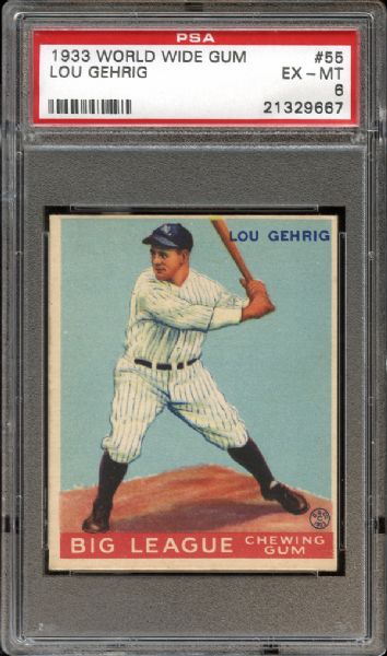 1933 World Wide Gum #55 Lou Gehrig PSA 6 EX/MT