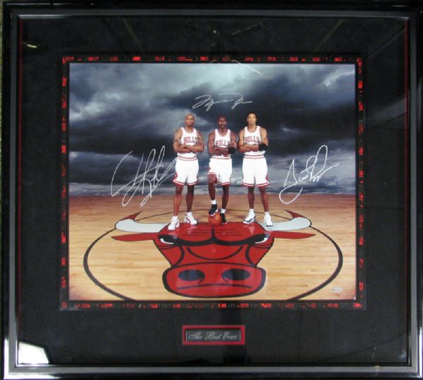 Michael Jordan/Scottie Pippen/Dennis Rodman Chicago Bulls Autographed Print