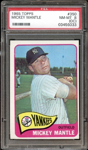 1965 Topps #350 Mickey Mantle PSA 8(OC) NM/MT