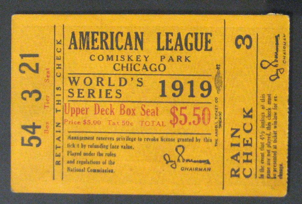 1919 World Series Mini-Mega Ticket - Black Sox / White Sox 9 1/4 x 6"  DM1