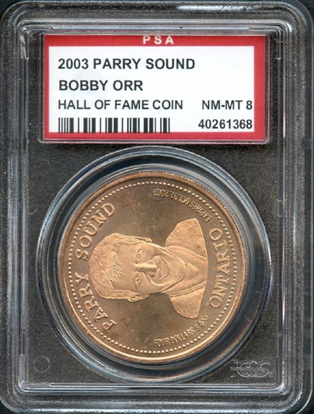 2003 Parry Sound Bobby Orr Hall of Fame Coin PSA 8 NM/MT