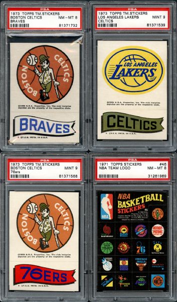 1971-73 Topps NBA Sticker Group of (4) All PSA Graded