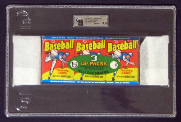 1975 Topps Baseball Unopened Wax Pack Tray GAI 8.5 NM/MT+