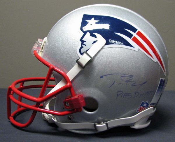 2001-02 Tom Brady New England Patriots Game-Issued and Signed Helmet