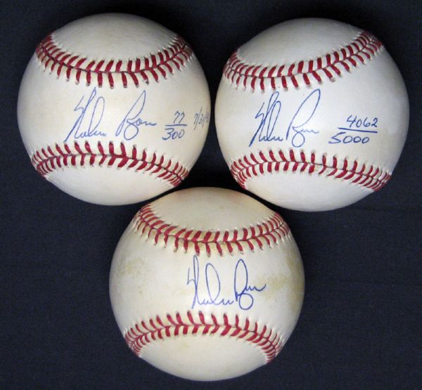 Nolan Ryan Single-Signed OAL (Brown) Ball Group of (3) 