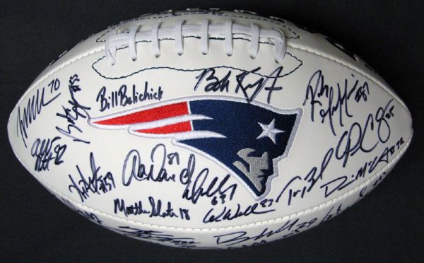 2011 New England Patriots Team-Signed Commemorative Football with (39) Signatures Featuring Tom Brady 