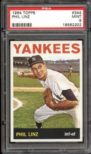 1964 Topps #344 Phil Linz PSA 9 MINT