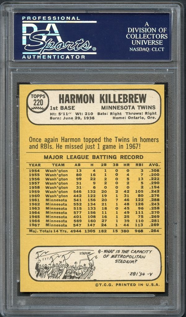 1968 Topps #220 Harmon Killebrew