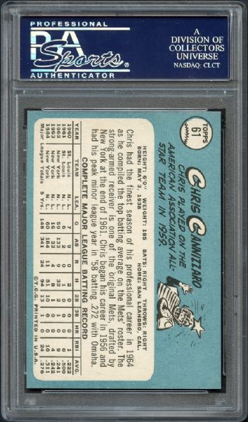 Lot Detail - 1965 Topps #61 Chris Cannizzaro PSA 10 GEM MINT