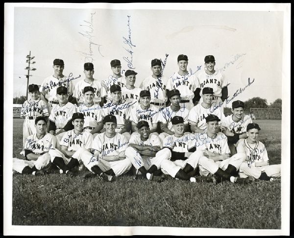 1950 Trenton Giants Team Signed Photo with Willie Mays