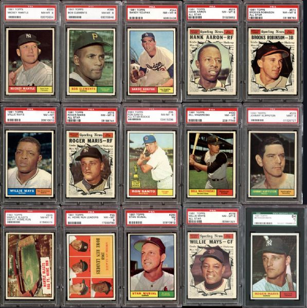 1961 Topps Baseball Partial Set (489/587) Mostly PSA Graded