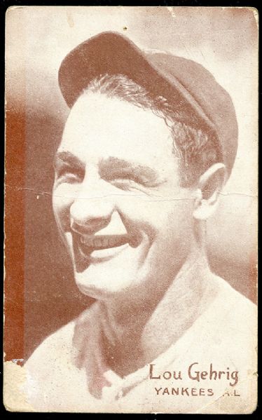 1925-31 Exhibit Postcard Back of Lou Gehrig