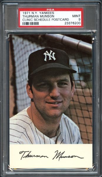 1971 N.Y. Yankees Thurman Munson Postcard PSA 9 MINT