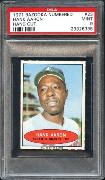 1971 Bazooka Numbered #23 Hank Aaron PSA 9 MINT