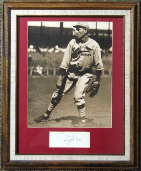 Dizzy Dean Signed 3x5 Index Card in Framed Display