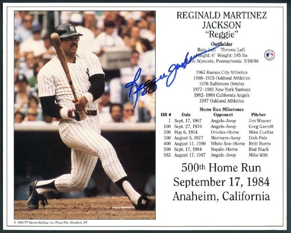 Reggie Jackson Signed 8x10 Photo