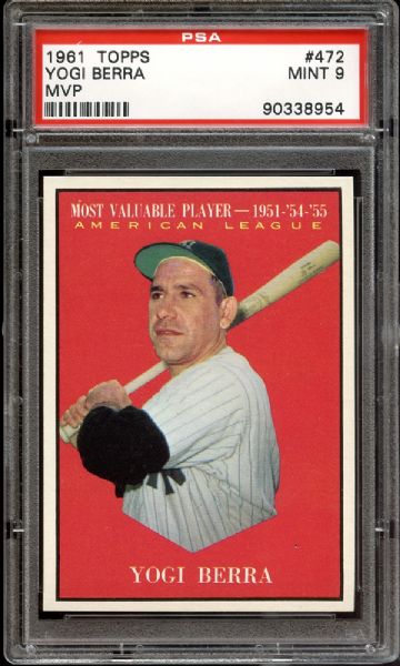 1961 Topps #472 Yogi Berra MVP PSA 9 MINT