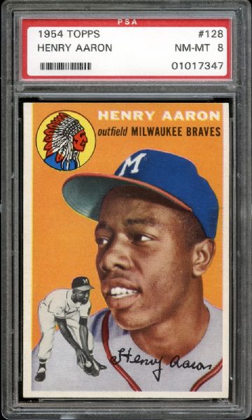 1954 Topps #128 Henry Aaron PSA 8 NM/MT