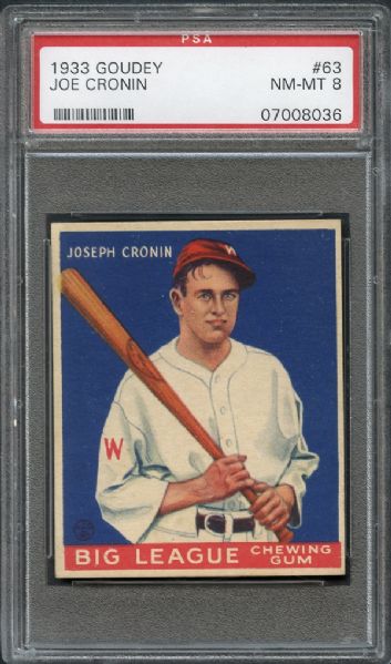 1933 Goudey #63 Joe Cronin PSA 8 NM/MT