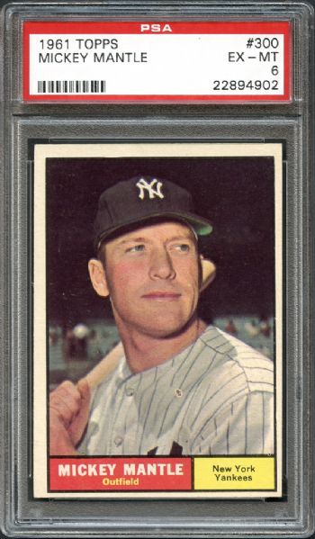 Lot Detail - 1961 Topps #300 Mickey Mantle PSA 6 EX/MT