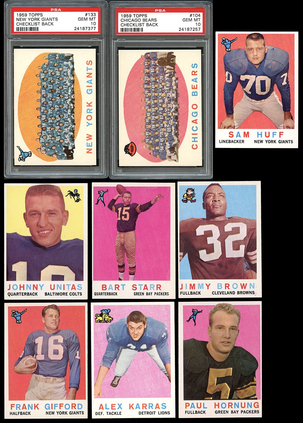 1959 Topps Cleveland Browns (Checklist Back)