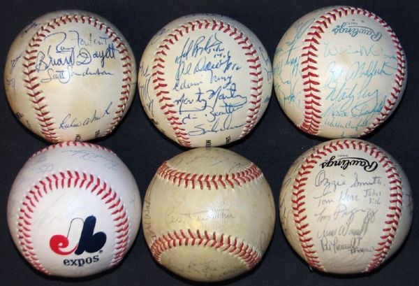 1973-1987 Major League Team-Signed Baseball Group of (6)