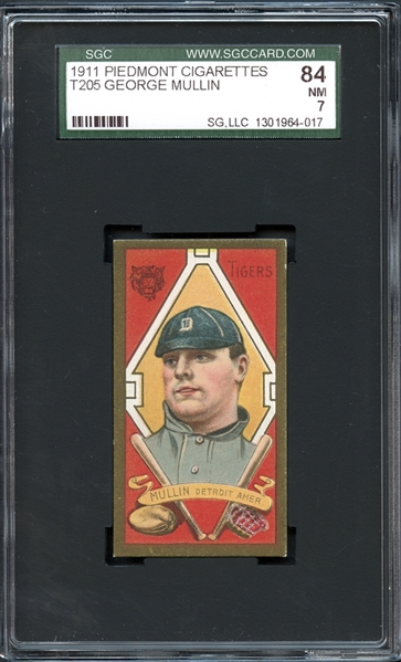 1911 T205 George Mullin SGC 84 NM 7