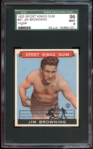 1933 Sport Kings #41 Jim Browning SGC 96 MINT 9