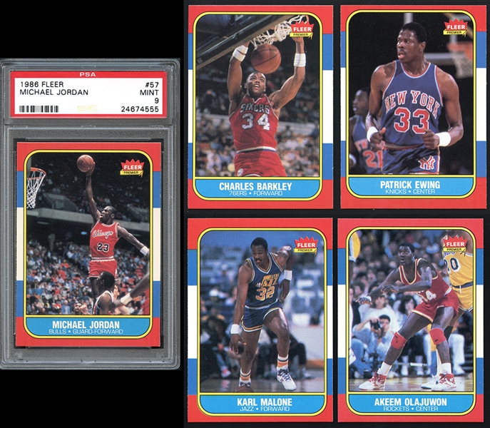 1986 Fleer Basketball Complete Set with Michael Jordan PSA 9