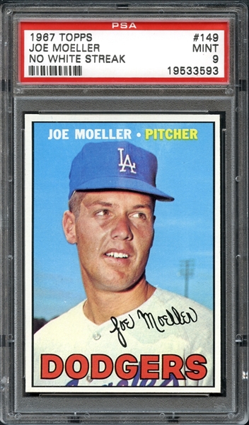 1967 Topps #149 Joe Moeller No White Streak PSA 9 MINT